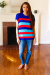 Forget Me Not Royal Blue Stripe Short Sleeve Dolman Sweater *Online Exclusive*-[option4]-[option5]-Cute-Trendy-Shop-Womens-Boutique-Clothing-Store