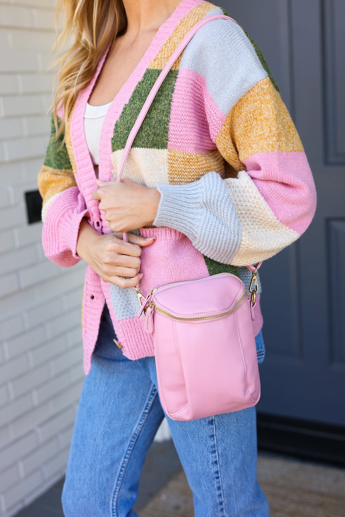 Pink Vegan Leather Two Pocket Mini Cross Body *online exclusive-One Size Fits All-[option4]-[option5]-Cute-Trendy-Shop-Womens-Boutique-Clothing-Store