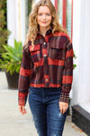 City Streets Burgundy & Rust Plaid Studded Cropped Jacket *online exclusive-[option4]-[option5]-Cute-Trendy-Shop-Womens-Boutique-Clothing-Store