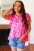 Hot Pink Floral Mock Neck Double Flutter Sleeve Top *online exclusive-[option4]-[option5]-Cute-Trendy-Shop-Womens-Boutique-Clothing-Store