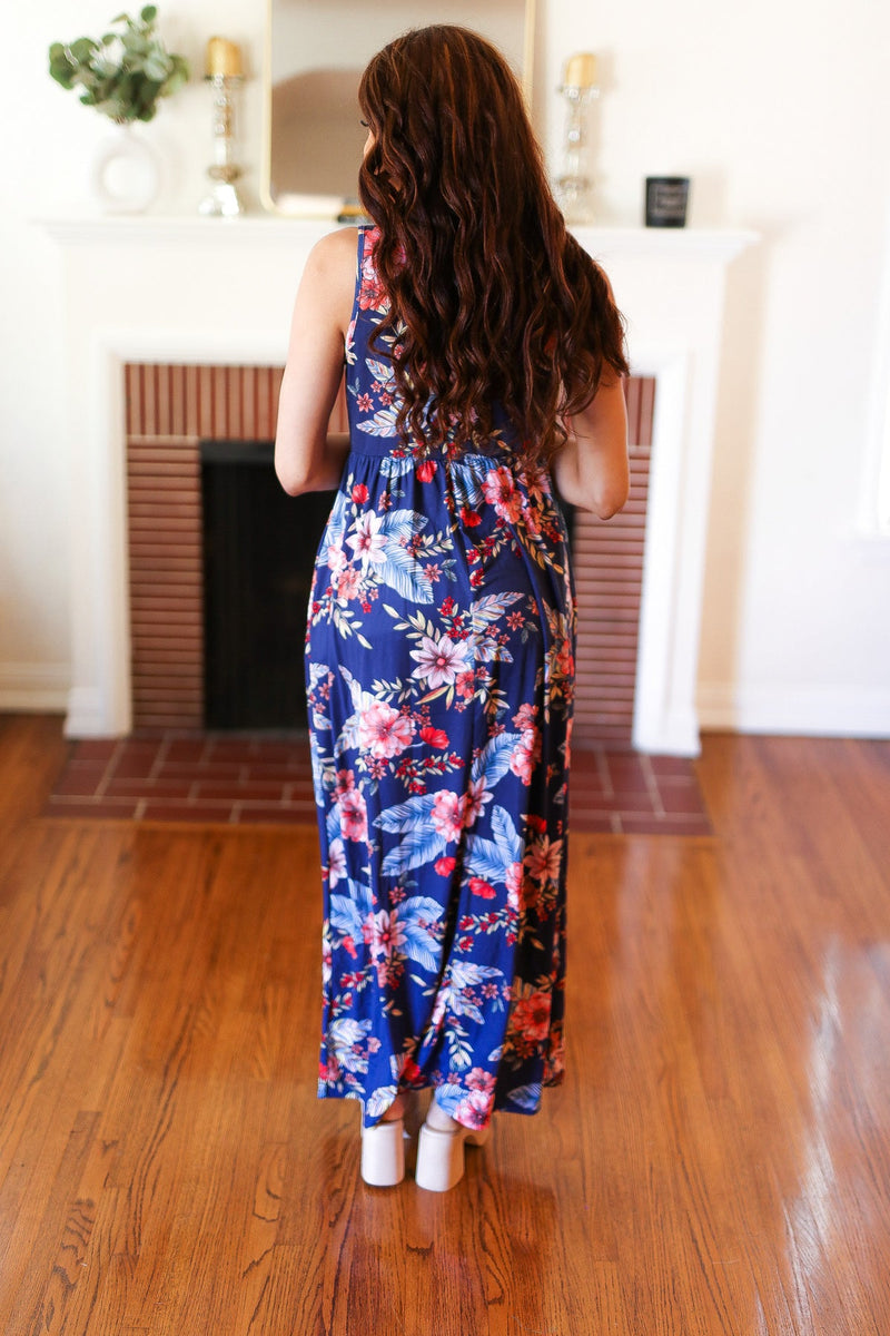 Navy Floral Fit and Flare Sleeveless Maxi Dress (Copy)-[option4]-[option5]-Cute-Trendy-Shop-Womens-Boutique-Clothing-Store