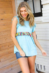 Sky Blue Two Tone Babydoll Fringe Tassel Top *online exclusive-[option4]-[option5]-Cute-Trendy-Shop-Womens-Boutique-Clothing-Store