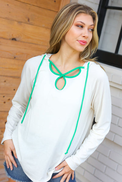Feeling It Kelly Green Clover Cut Out Terry Hoodie *online exlusive-[option4]-[option5]-Cute-Trendy-Shop-Womens-Boutique-Clothing-Store