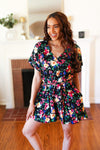 Multicolor Floral Surplice Short Sleeve Pocketed Romper *online exclusive-[option4]-[option5]-Cute-Trendy-Shop-Womens-Boutique-Clothing-Store