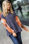 Feeling Your Best Charcoal Floral Patchwork Tiered Babydoll Top *online exclusive