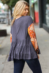 Feeling Your Best Charcoal Floral Patchwork Tiered Babydoll Top *online exclusive