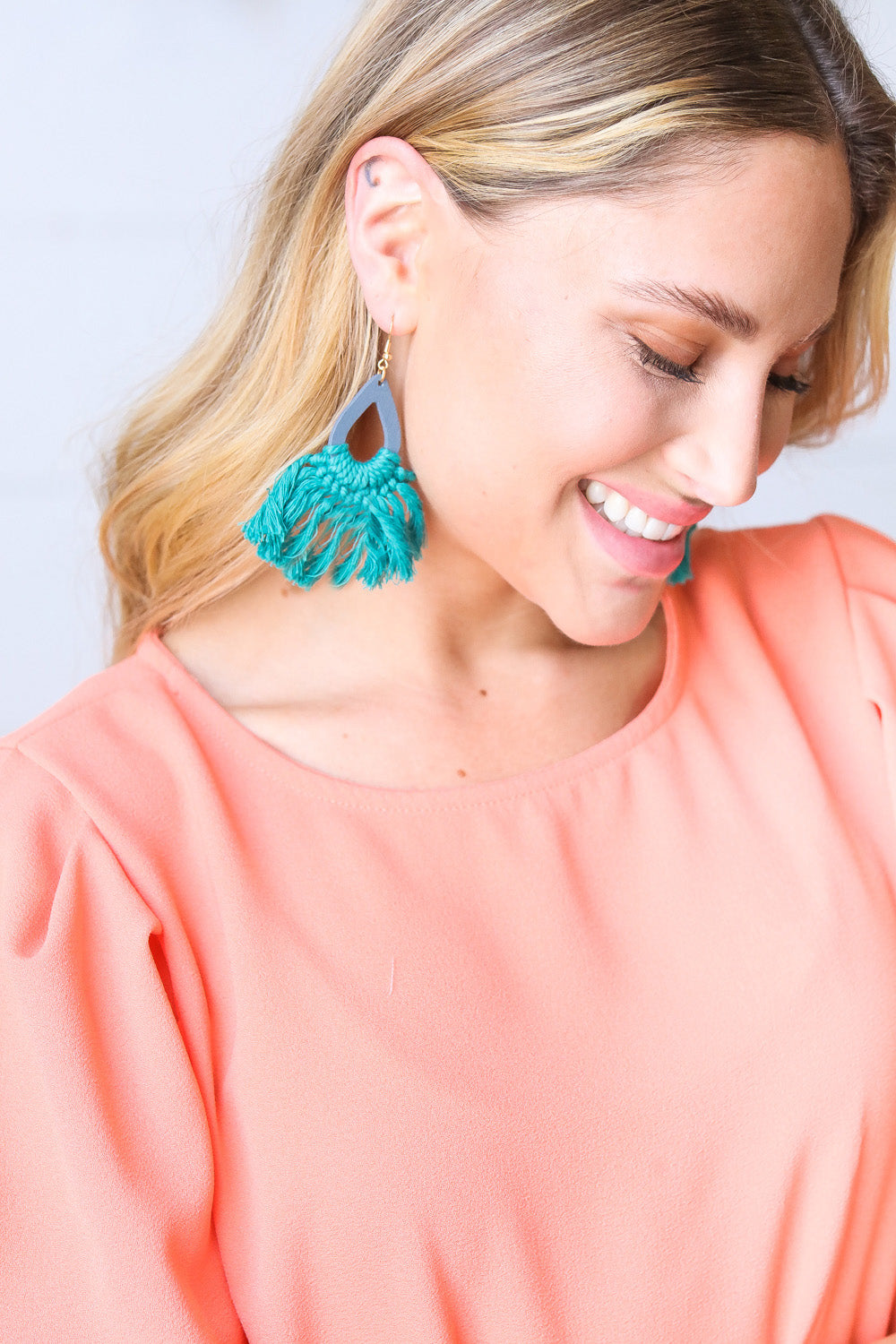 Teal Boho Fringe Tassel Hoop Earrings *online exclusive-One Size Fits All-[option4]-[option5]-Cute-Trendy-Shop-Womens-Boutique-Clothing-Store