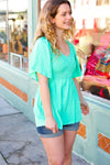 Mint Smocked Woven Flutter Sleeve Top *online exclusive-[option4]-[option5]-Cute-Trendy-Shop-Womens-Boutique-Clothing-Store