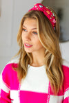 Fuchsia Rhinestone & Candy Hearts Top Knot Headband *online exclusive-One Size Fits All-[option4]-[option5]-Cute-Trendy-Shop-Womens-Boutique-Clothing-Store