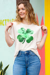 Saint Patty Sequin Clover French Terry Puff Sleeve Top *online exclusive-[option4]-[option5]-Cute-Trendy-Shop-Womens-Boutique-Clothing-Store