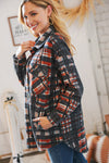 Black & Rust Brushed Plaid Oversize Pocketed Shacket *online exclusive-[option4]-[option5]-Cute-Trendy-Shop-Womens-Boutique-Clothing-Store
