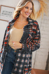 Black & Rust Brushed Plaid Oversize Pocketed Shacket *online exclusive-[option4]-[option5]-Cute-Trendy-Shop-Womens-Boutique-Clothing-Store
