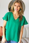 In Your Dreams Emerald Green Flutter Sleeve V Neck Top *Online Exclusive*-[option4]-[option5]-Cute-Trendy-Shop-Womens-Boutique-Clothing-Store