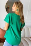 In Your Dreams Emerald Green Flutter Sleeve V Neck Top *Online Exclusive*-[option4]-[option5]-Cute-Trendy-Shop-Womens-Boutique-Clothing-Store