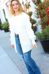 Make Your Day Ivory Fringe Detail Open Cardigan *online exclusive