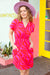 Red & Fuchsia Zebra Surplice V Neck Pocketed Dress *online exclusive-[option4]-[option5]-Cute-Trendy-Shop-Womens-Boutique-Clothing-Store