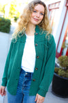 Holiday Pine Green Ribbed Button Down Shacket *online exclusive-[option4]-[option5]-Cute-Trendy-Shop-Womens-Boutique-Clothing-Store