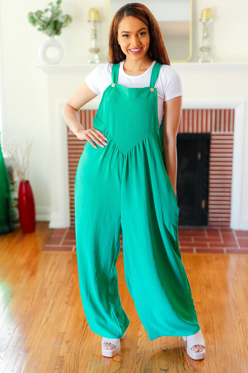 Summer Dreaming Emerald Wide Leg Suspender Overall Jumpsuit *online exclusive-[option4]-[option5]-Cute-Trendy-Shop-Womens-Boutique-Clothing-Store