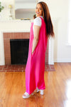 Summer Dreaming Pink Wide Leg Suspender Overall Jumpsuit *online exclusive