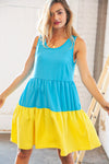 Blue Flare Color Block Tiered Woven Dress *online exclusive-[option4]-[option5]-Cute-Trendy-Shop-Womens-Boutique-Clothing-Store