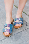 Teal Glitter Cork Bed Buckle Slip-On Sandals *online exclusive-[option4]-[option5]-Cute-Trendy-Shop-Womens-Boutique-Clothing-Store