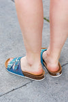Teal Glitter Cork Bed Buckle Slip-On Sandals *online exclusive