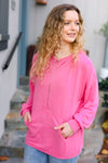 Ready to Relax Hot Pink Half Zip French Terry Hoodie *online exclusive-[option4]-[option5]-Cute-Trendy-Shop-Womens-Boutique-Clothing-Store