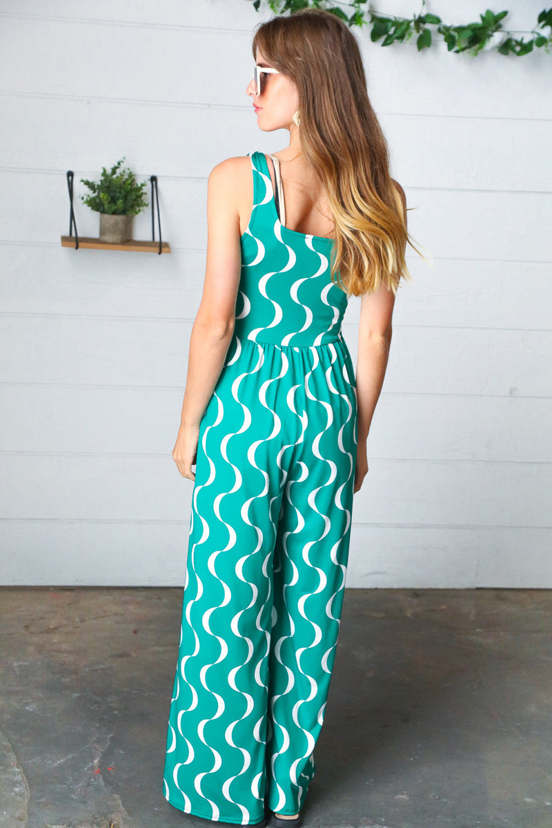 Kelly Green Abstract Wave Button Jumpsuit *online exclusive-[option4]-[option5]-Cute-Trendy-Shop-Womens-Boutique-Clothing-Store