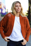 Layer Me Up Rust Cable Dolman Bolero Open Cardigan *online exclusive-[option4]-[option5]-Cute-Trendy-Shop-Womens-Boutique-Clothing-Store