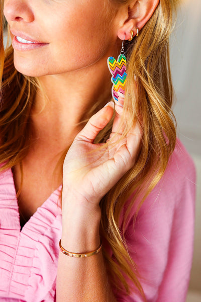 Rainbow Chevron Easter Bunny Dangle Earrings *online exclusive-One Size Fits All-[option4]-[option5]-Cute-Trendy-Shop-Womens-Boutique-Clothing-Store