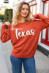 Game Day Burnt Orange "Texas" Embroidery Pop Up Sweater *online exclusive-[option4]-[option5]-Cute-Trendy-Shop-Womens-Boutique-Clothing-Store