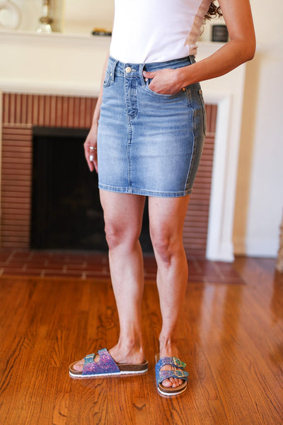 Judy Blue Medium Wash High Rise Tummy Control Denim Skirt *online exclusive-[option4]-[option5]-Cute-Trendy-Shop-Womens-Boutique-Clothing-Store