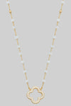 Another Chance CZ & Stone Clover Necklace White-[option4]-[option5]-Cute-Trendy-Shop-Womens-Boutique-Clothing-Store