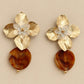 Gilded Floral & Amber Resin Drop Earrings