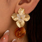 Gilded Floral & Amber Resin Drop Earrings