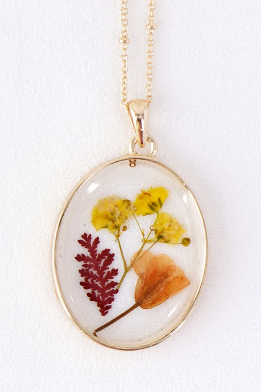 The Real Deal Pressed Flower Necklace Yellow-Yellow-[option4]-[option5]-Cute-Trendy-Shop-Womens-Boutique-Clothing-Store