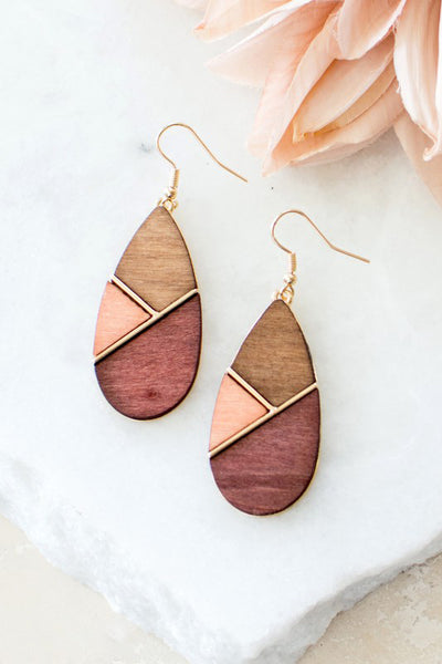 One of a Kind Inlaid Wooden Earrings-Brown-[option4]-[option5]-Cute-Trendy-Shop-Womens-Boutique-Clothing-Store