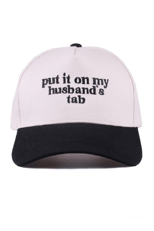 "Put It On My Husband's Tab" Cap-Black-[option4]-[option5]-Cute-Trendy-Shop-Womens-Boutique-Clothing-Store