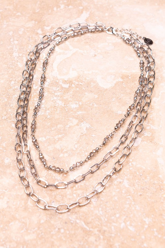 Good Times Three Layer Silver Necklace-[option4]-[option5]-Cute-Trendy-Shop-Womens-Boutique-Clothing-Store