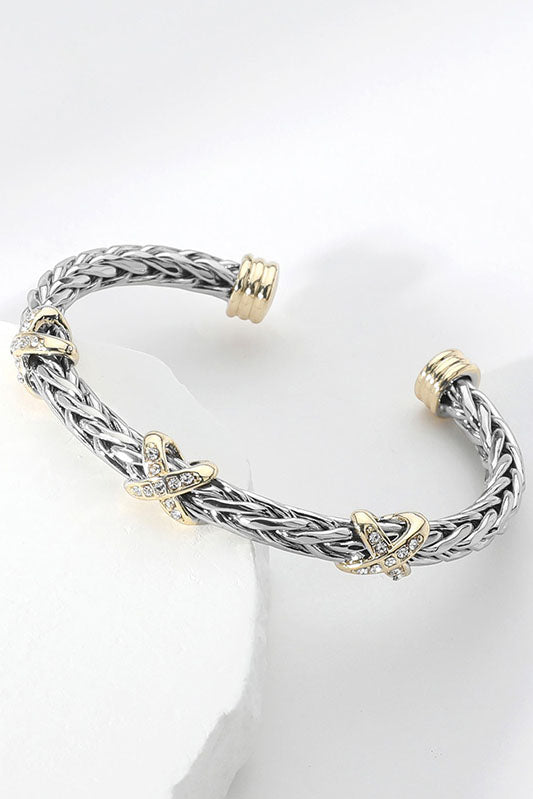 Wrist Royalty Two-Tone Cable Cuff-Cute-Trendy-Shop-Womens-Boutique-Clothing-Store