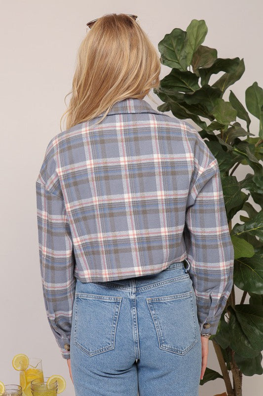 Short & Sassy Blue Plaid Jacket-[option4]-[option5]-Cute-Trendy-Shop-Womens-Boutique-Clothing-Store