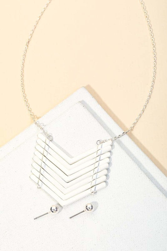Chevron Necklace & Earrings Set *online exclusive-[option4]-[option5]-Cute-Trendy-Shop-Womens-Boutique-Clothing-Store