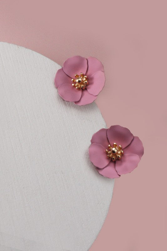 Dainty Flowers Post Earrings Mauve-[option4]-[option5]-Cute-Trendy-Shop-Womens-Boutique-Clothing-Store