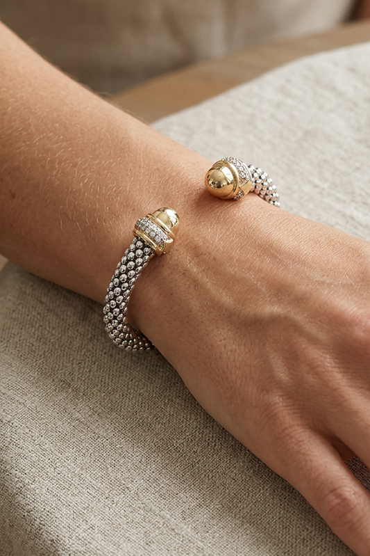 Treat Yourself Two Tone Cuff Bracelet-[option4]-[option5]-Cute-Trendy-Shop-Womens-Boutique-Clothing-Store