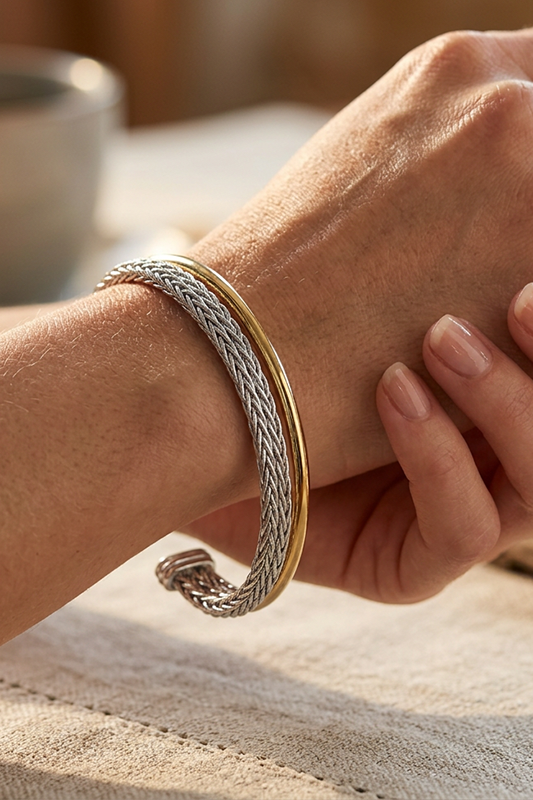 I Deserve It Two Tone Cuff Bracelet-[option4]-[option5]-Cute-Trendy-Shop-Womens-Boutique-Clothing-Store