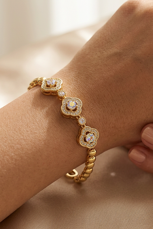 Gold Standard Quatrafoil Bracelet-[option4]-[option5]-Cute-Trendy-Shop-Womens-Boutique-Clothing-Store