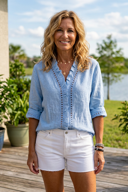 Time For Dinner Soft Blue Top-[option4]-[option5]-Cute-Trendy-Shop-Womens-Boutique-Clothing-Store