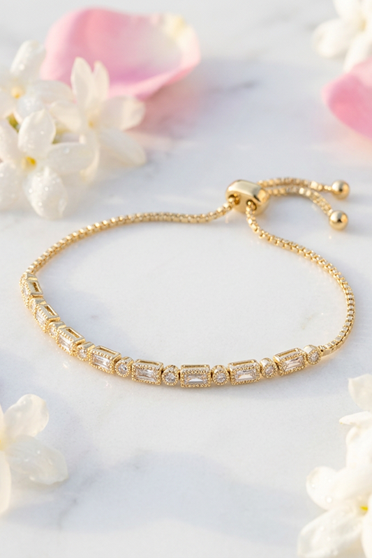 Stunning Deco CZ Slide Bracelet-Gold-[option4]-[option5]-Cute-Trendy-Shop-Womens-Boutique-Clothing-Store