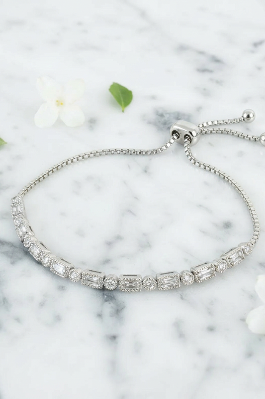 Stunning Deco CZ Slide Bracelet-Silver-[option4]-[option5]-Cute-Trendy-Shop-Womens-Boutique-Clothing-Store