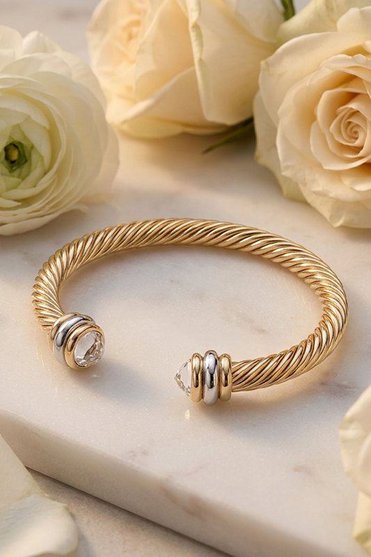 Designer Vibes Gold Cable Cuff Bracelet-[option4]-[option5]-Cute-Trendy-Shop-Womens-Boutique-Clothing-Store